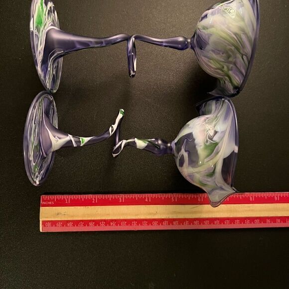 Flame Glow Penco Hand Blown Delicate Candle Holders Art Glass Purple - Picture 9 of 10